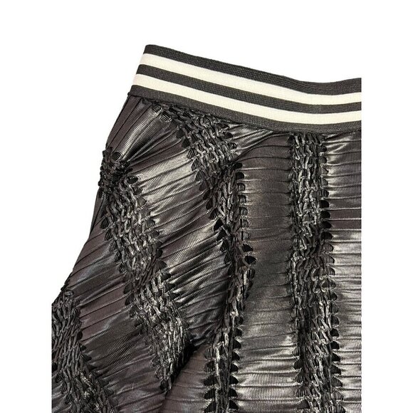 BCBGeneration Mini Skirt Size 0 Black Shine Lasercut Eyelet Back Zip NWT - Picture 9 of 10